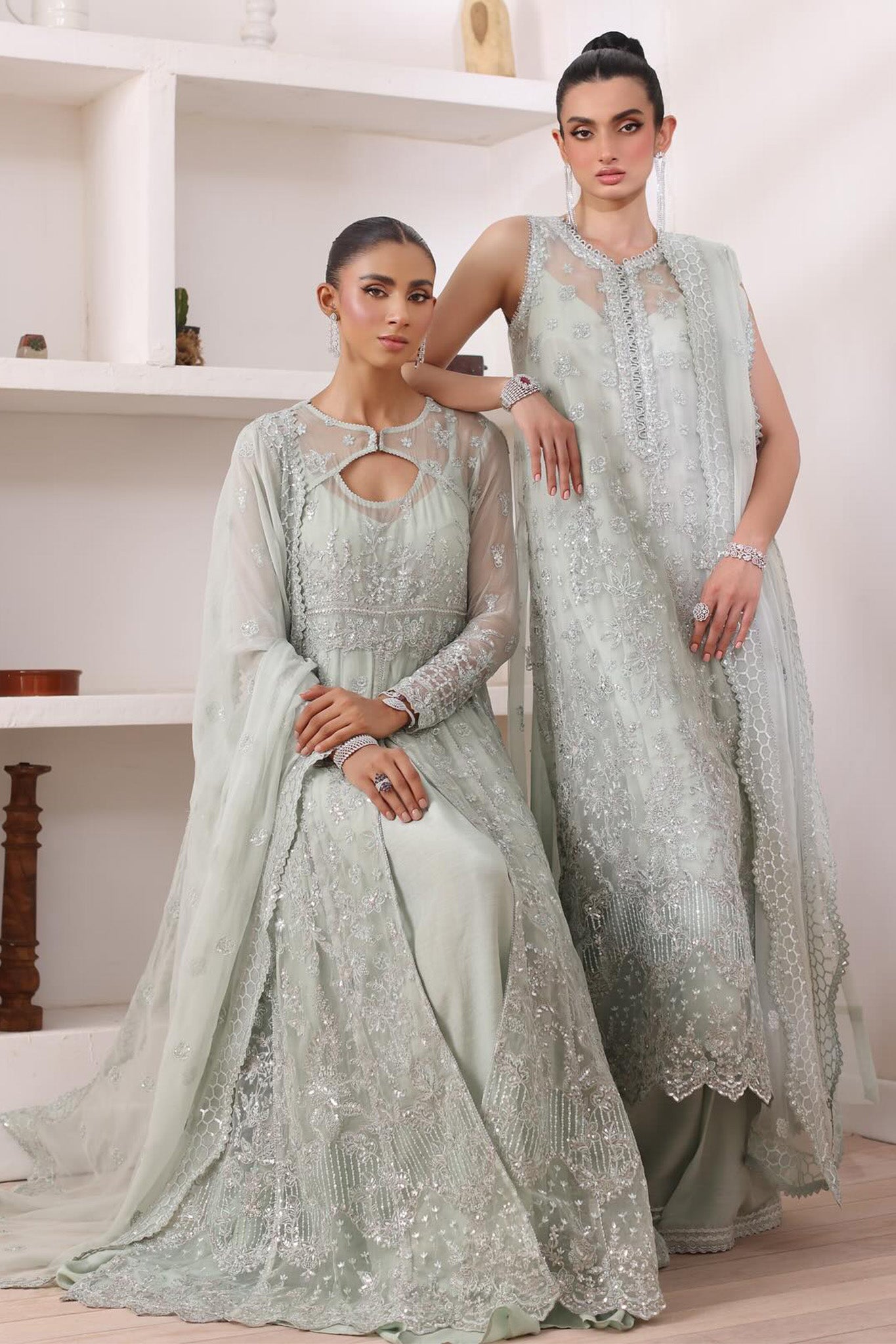 Chiffon De Luxe By Noor Saadia Asad Unstitched 3 Piece Luxury Formals Collection'2024-D-08-Sage