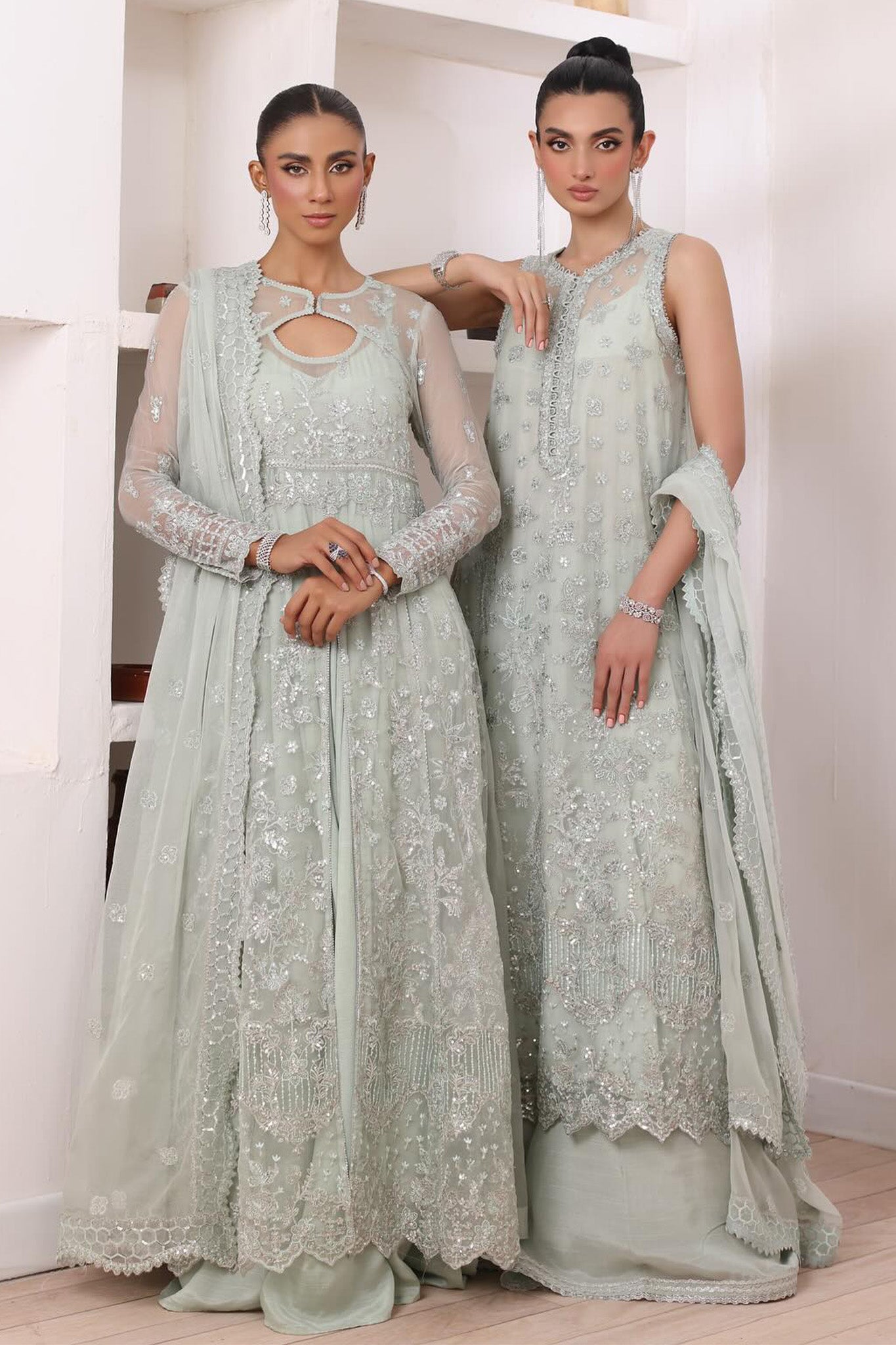 Chiffon De Luxe By Noor Saadia Asad Unstitched 3 Piece Luxury Formals Collection'2024-D-08-Sage