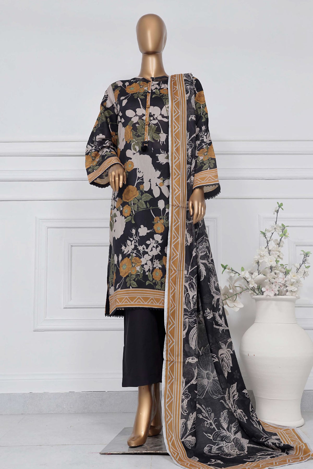 Sada Bahar Stitched 3 Piece Printed Lawn Vol-01 Collection'2025-D-09-Black