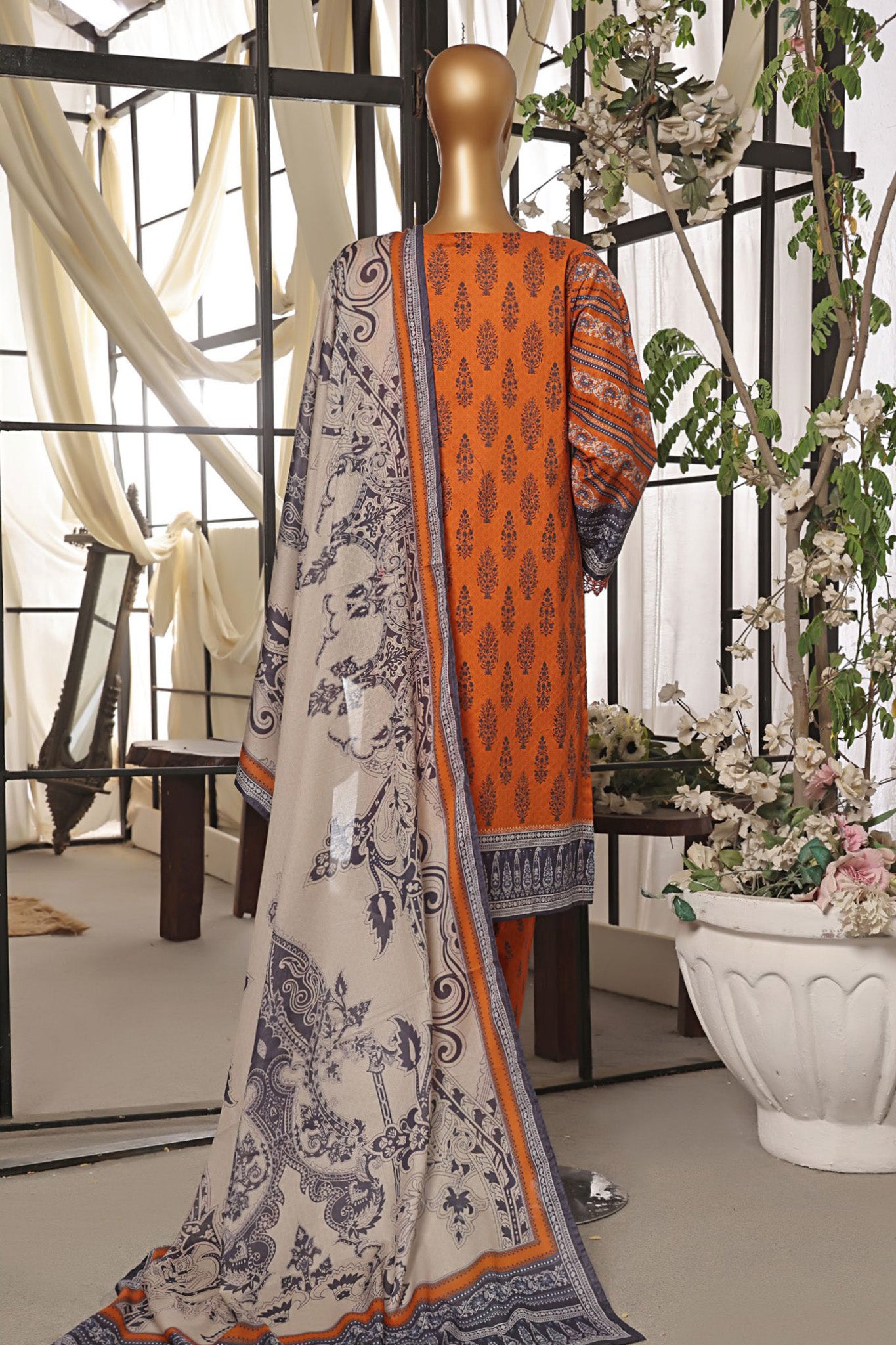 Sada Bahar Stitched 3 Piece Printed Lawn Vol-07 Collection'2024-D-2516-Orange