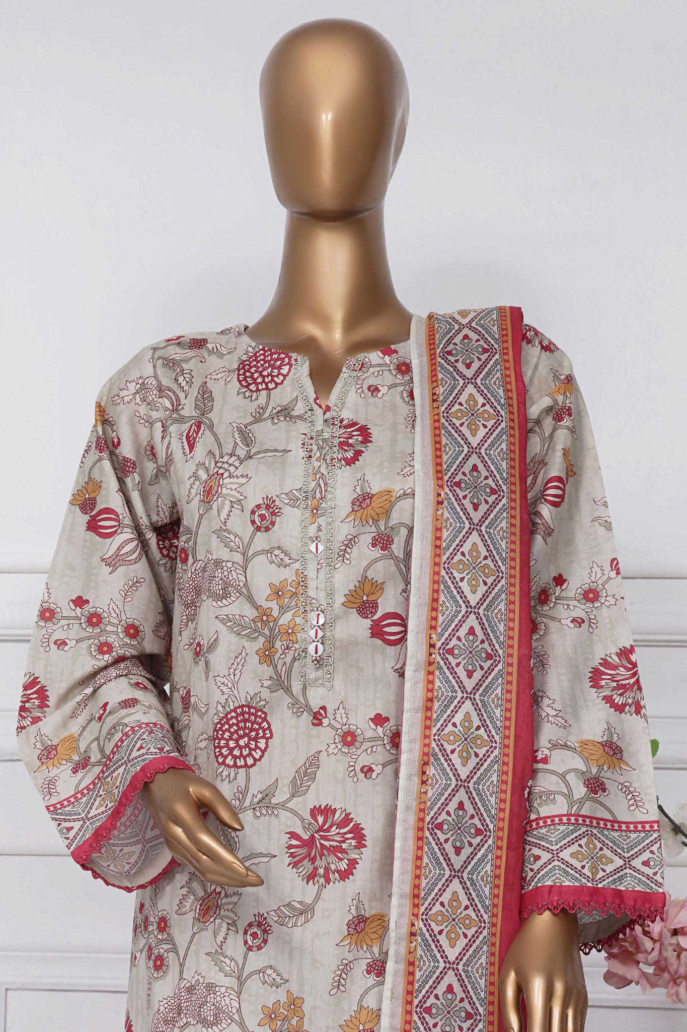 Sada Bahar Stitched 3 Piece Printed Lawn Vol-01 Collection'2025-D-10-Off White