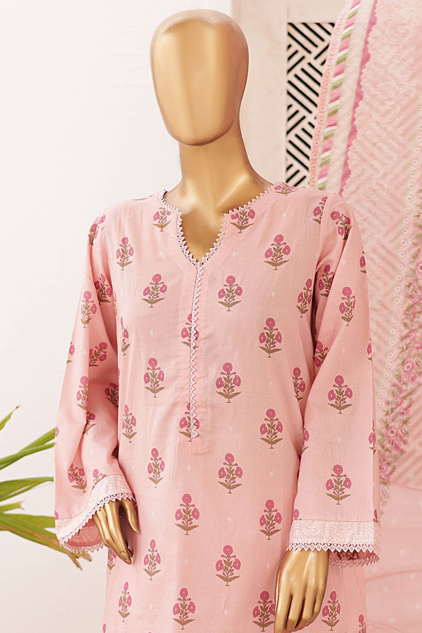 Bin Saeed Stitched 3 Piece Printed Lawn Collection'2024-SM-579-Pink
