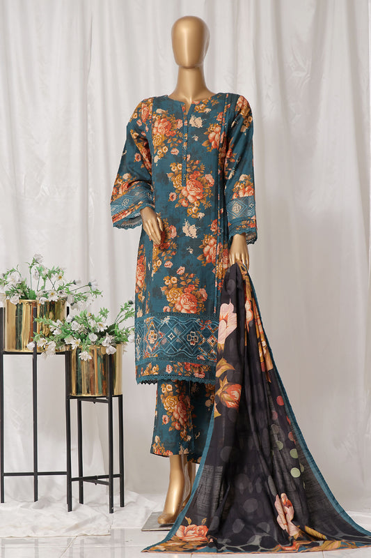 Rania By Sada Bahar Stitched 3 Piece Emb Khaddar Vol-01 Collection'2024-D-10-Teal