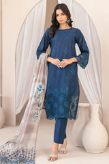 Nazifa By Tawakkal Stitched 3 Piece Emb Schiffli Lawn Suit-D-1044