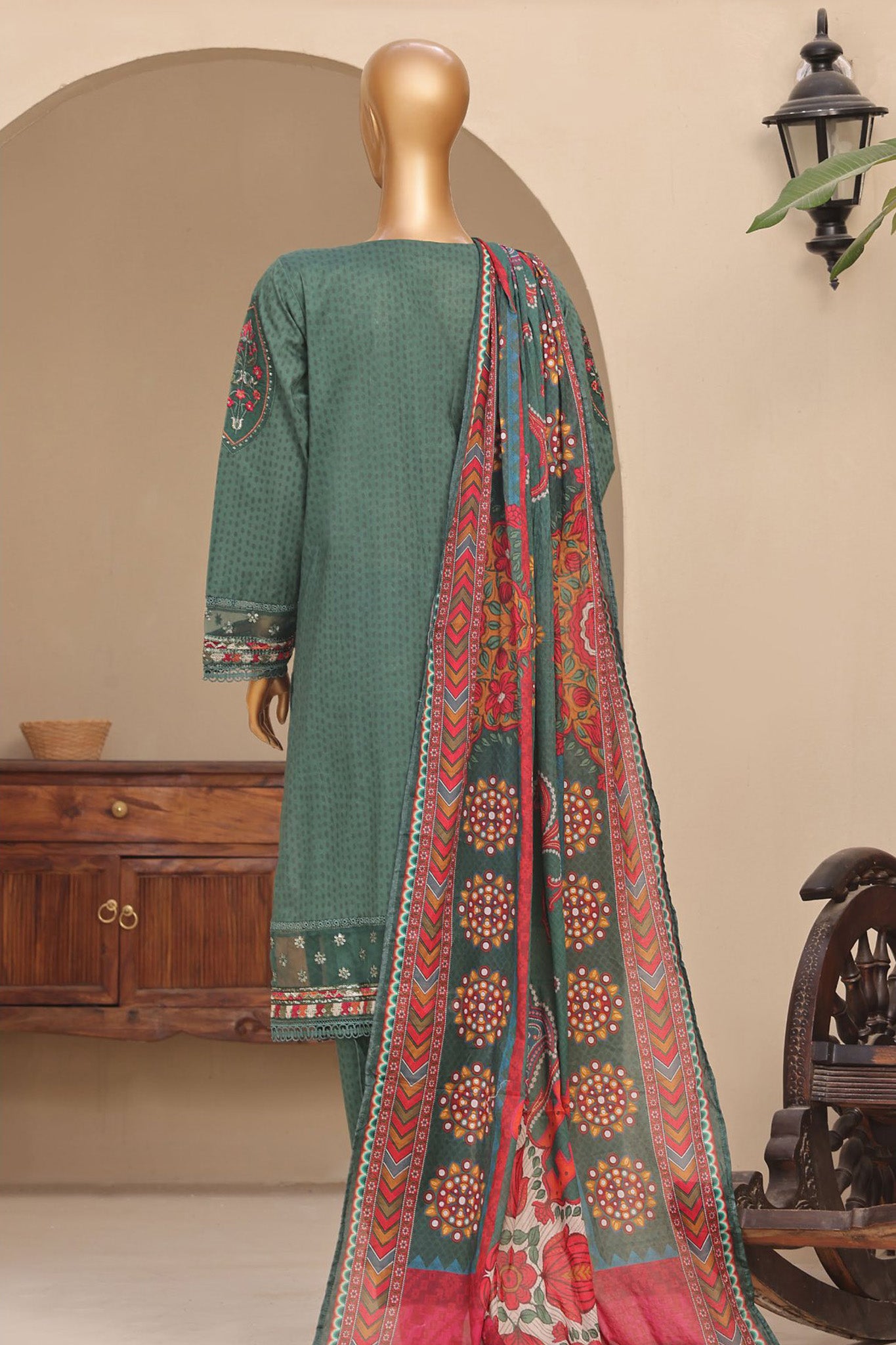 Sada Bahar Stitched 3 Piece Premium Emb & Printed Lawn Collection'2024-D-1060-Teal