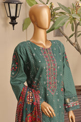 Sada Bahar Stitched 3 Piece Premium Emb & Printed Lawn Collection'2024-D-1060-Teal