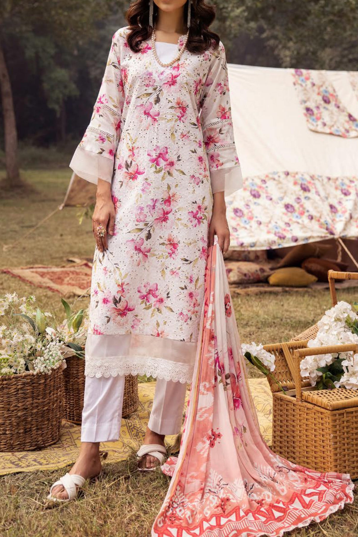 Mahee's by Riaz Arts 3 Piece Unstitched Chikankari Lawn Collection'2024-MC-10