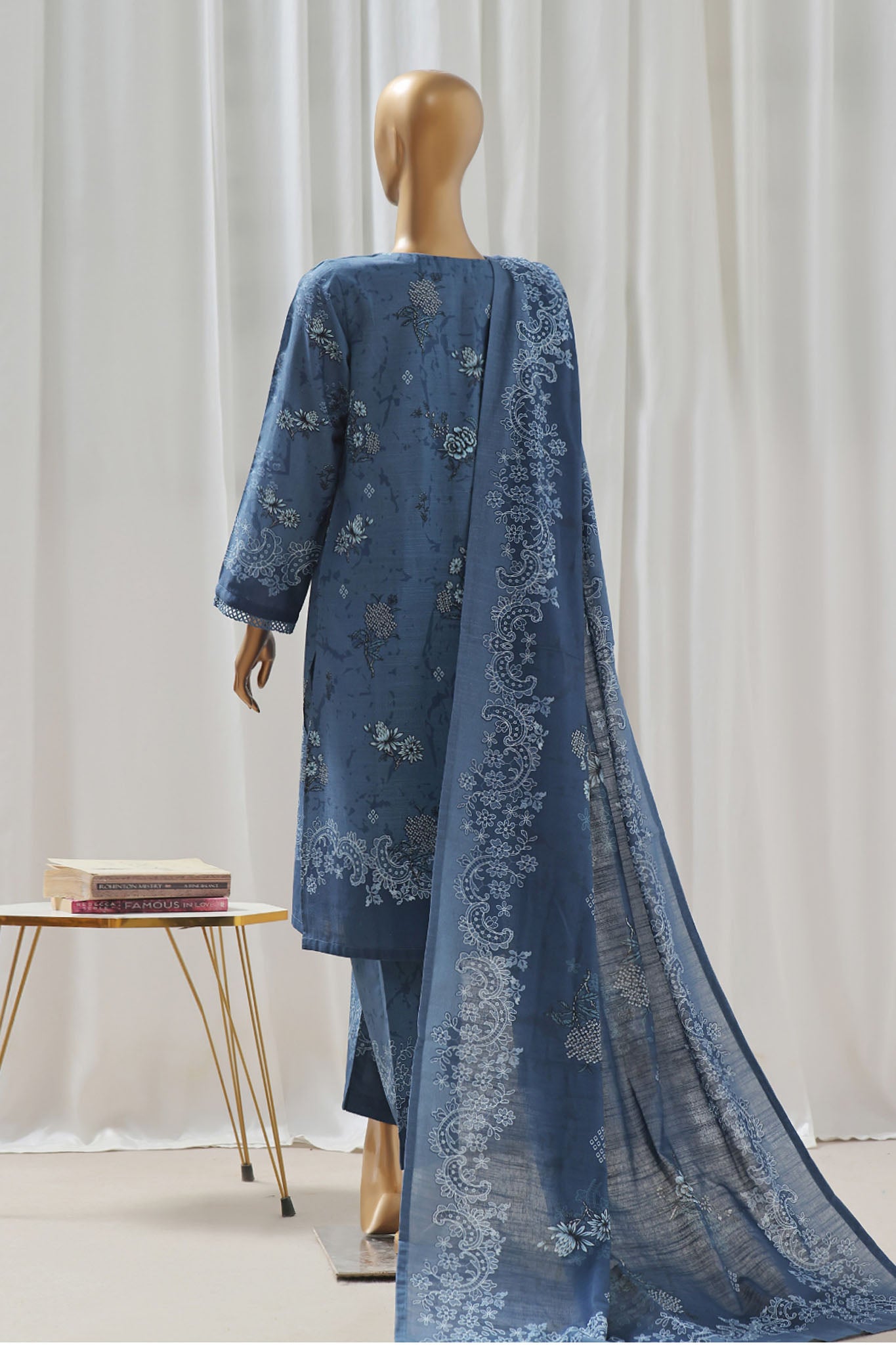 Sada Bahar Stitched 3 Piece Printed Khaddar Vol-02 Collection'2024-D-11-Blue