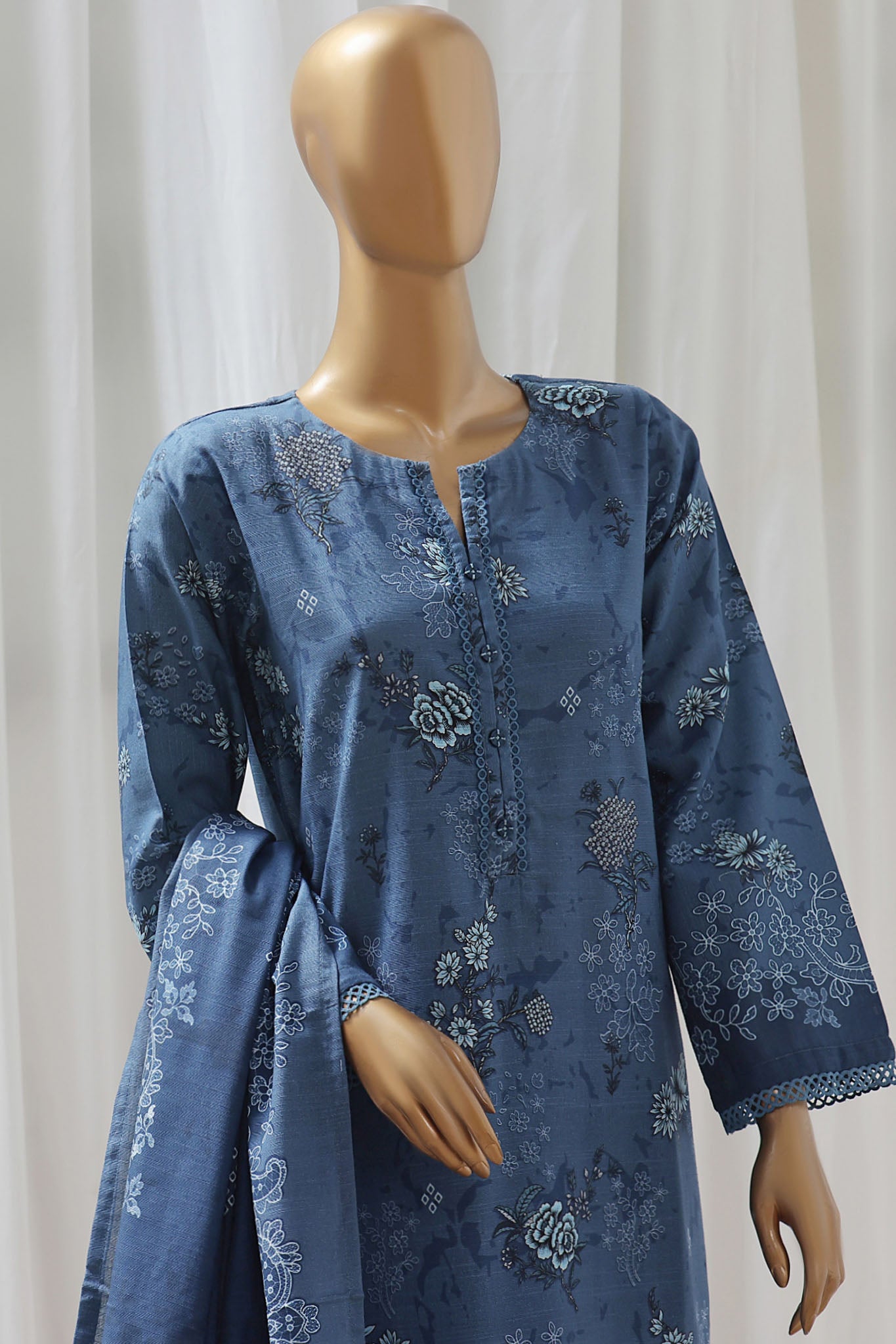 Sada Bahar Stitched 3 Piece Printed Khaddar Vol-02 Collection'2024-D-11-Blue