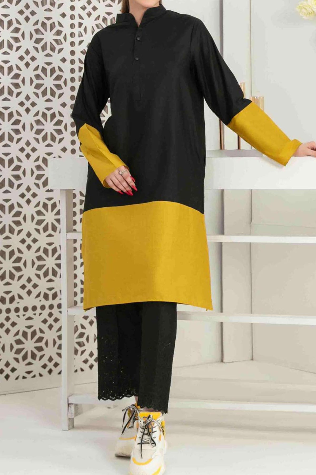 Kai by Tawakkal Stitched Twin Color Cotton Kurti Collection'2022-KT-1113