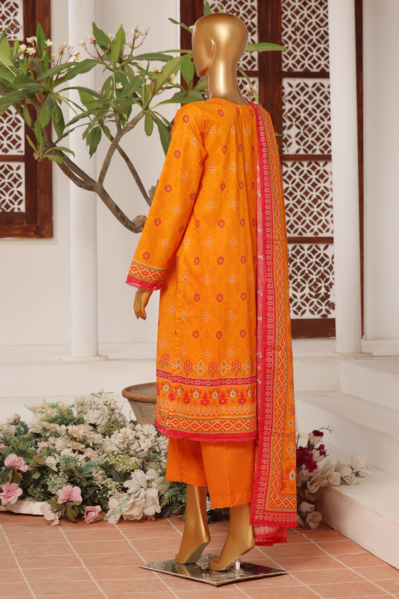 Sada Bahar Stitched 3 Piece Emb Summer Lawn Collection'2024-D-11455-Orange