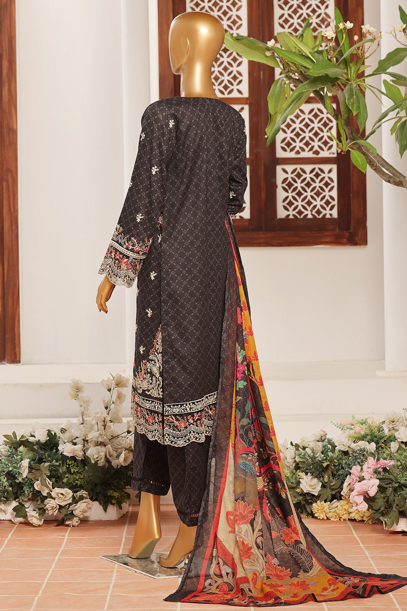 Sada Bahar Stitched 3 Piece Emb Summer Lawn Collection'2024-D-11491-Black