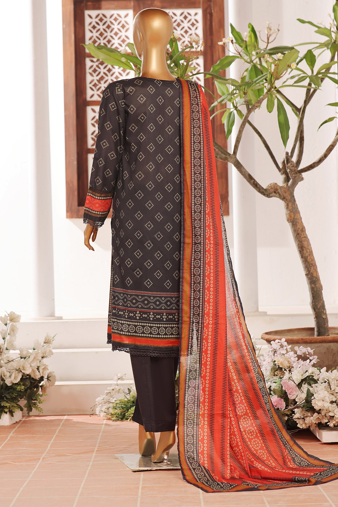 Sada Bahar Stitched 3 Piece Emb Summer Lawn Collection'2024-D-11491-Black