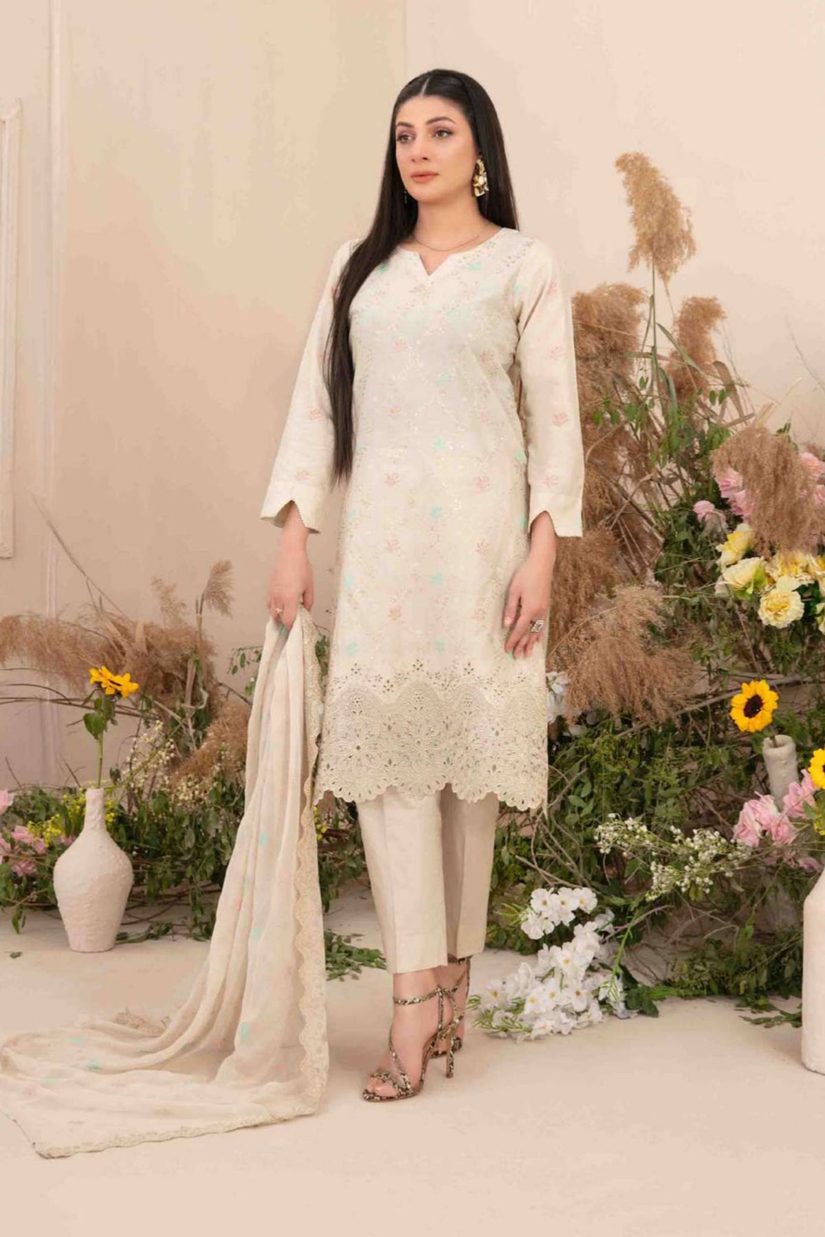 Zarna By Tawakkal Unstitched 3 Piece Emb Lawn Collection-D-1162