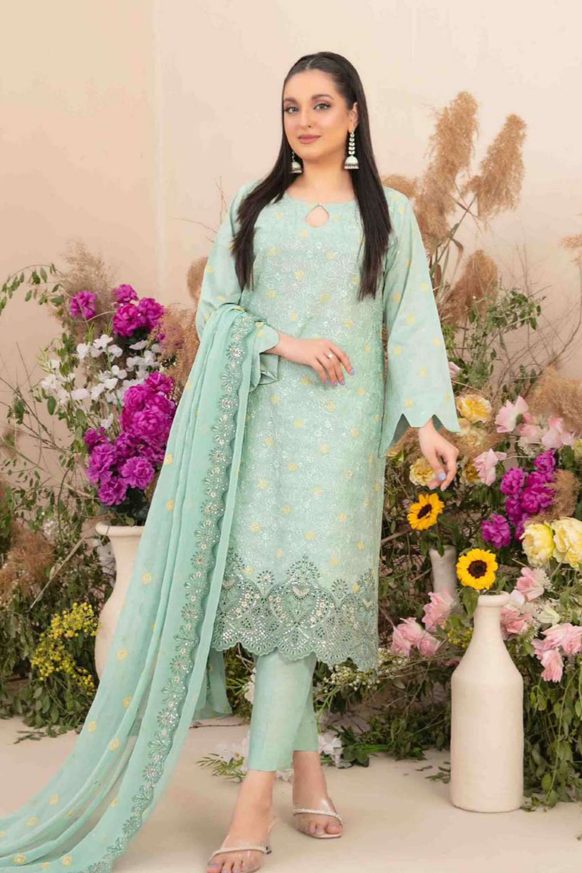 Zarna By Tawakkal Unstitched 3 Piece Emb Lawn Collection-D-1164