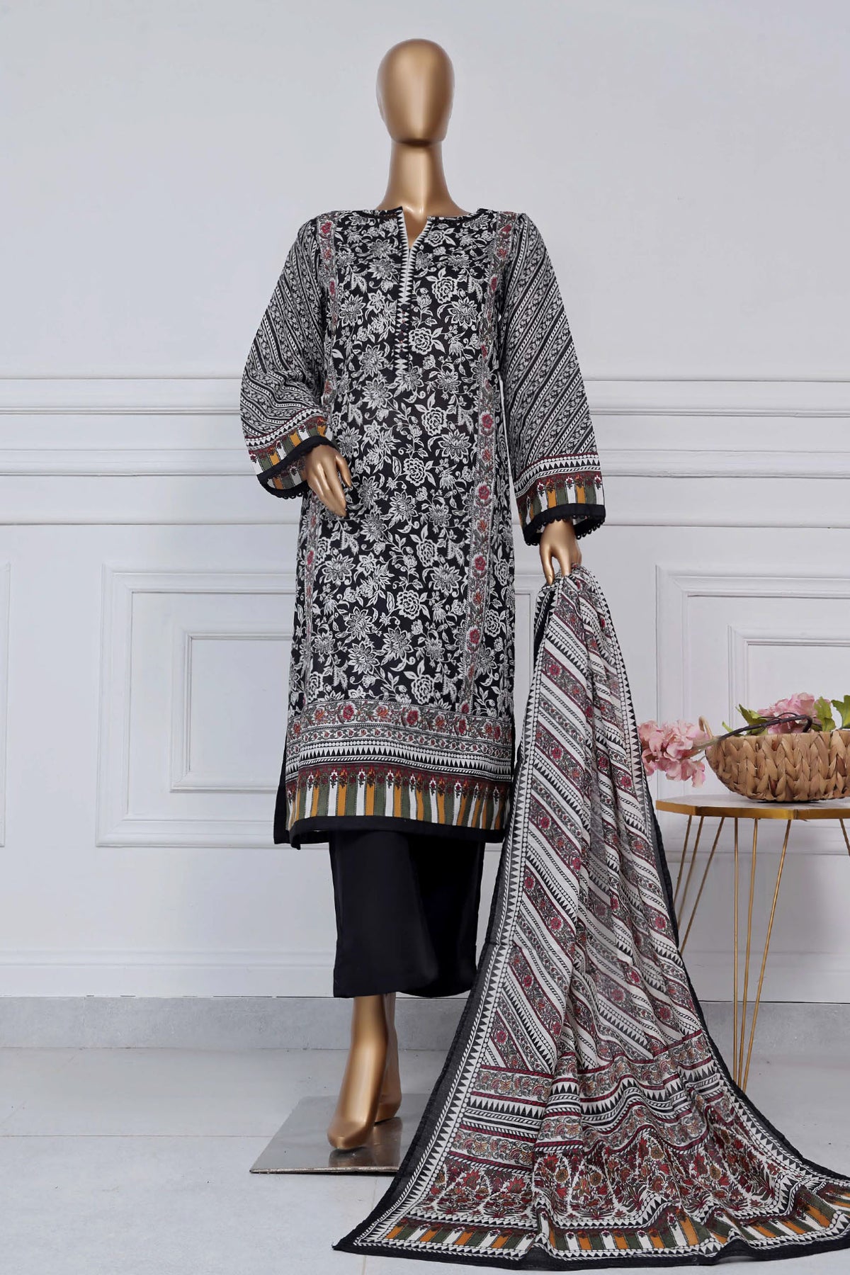 Sada Bahar Stitched 3 Piece Printed Lawn Vol-02 Collection'2025-D-12-Black