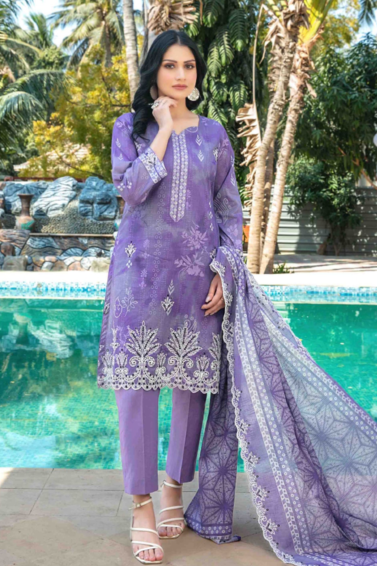 Thamina By Tawakkal Unstitched 3 Piece Emb Slub Lawn Collection-D-1200