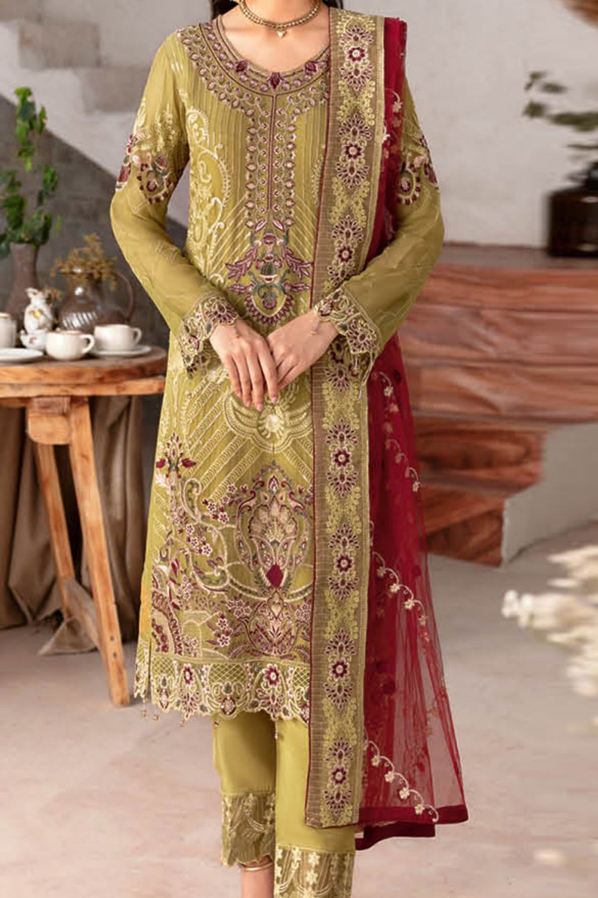 Rangoon By Ramsha Unstitched 3 Piece Luxury Emb Chiffon Vol-12 Collection'2024-D-1203