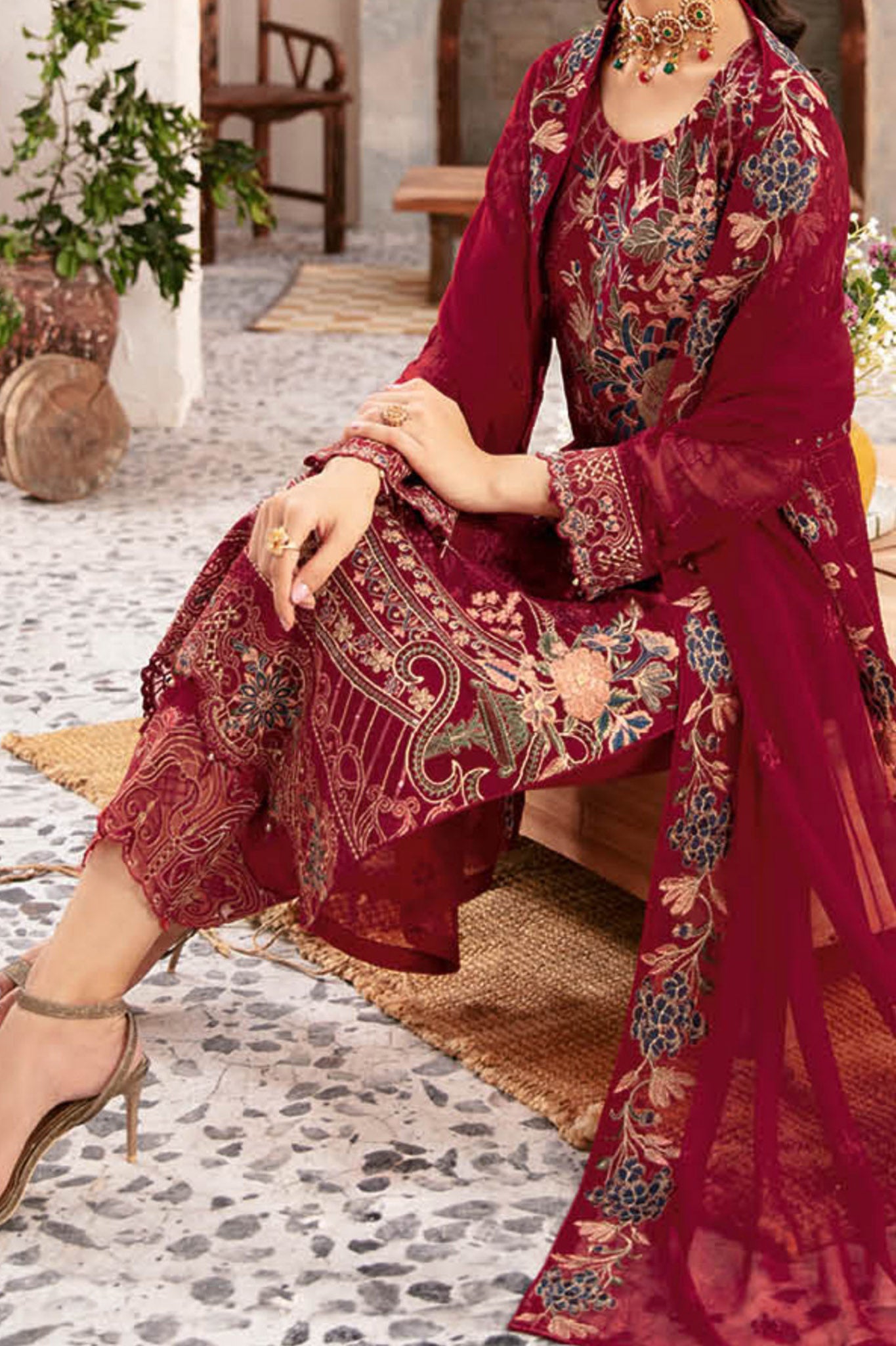 Rangoon By Ramsha Unstitched 3 Piece Luxury Emb Chiffon Vol-12 Collection'2024-D-1205