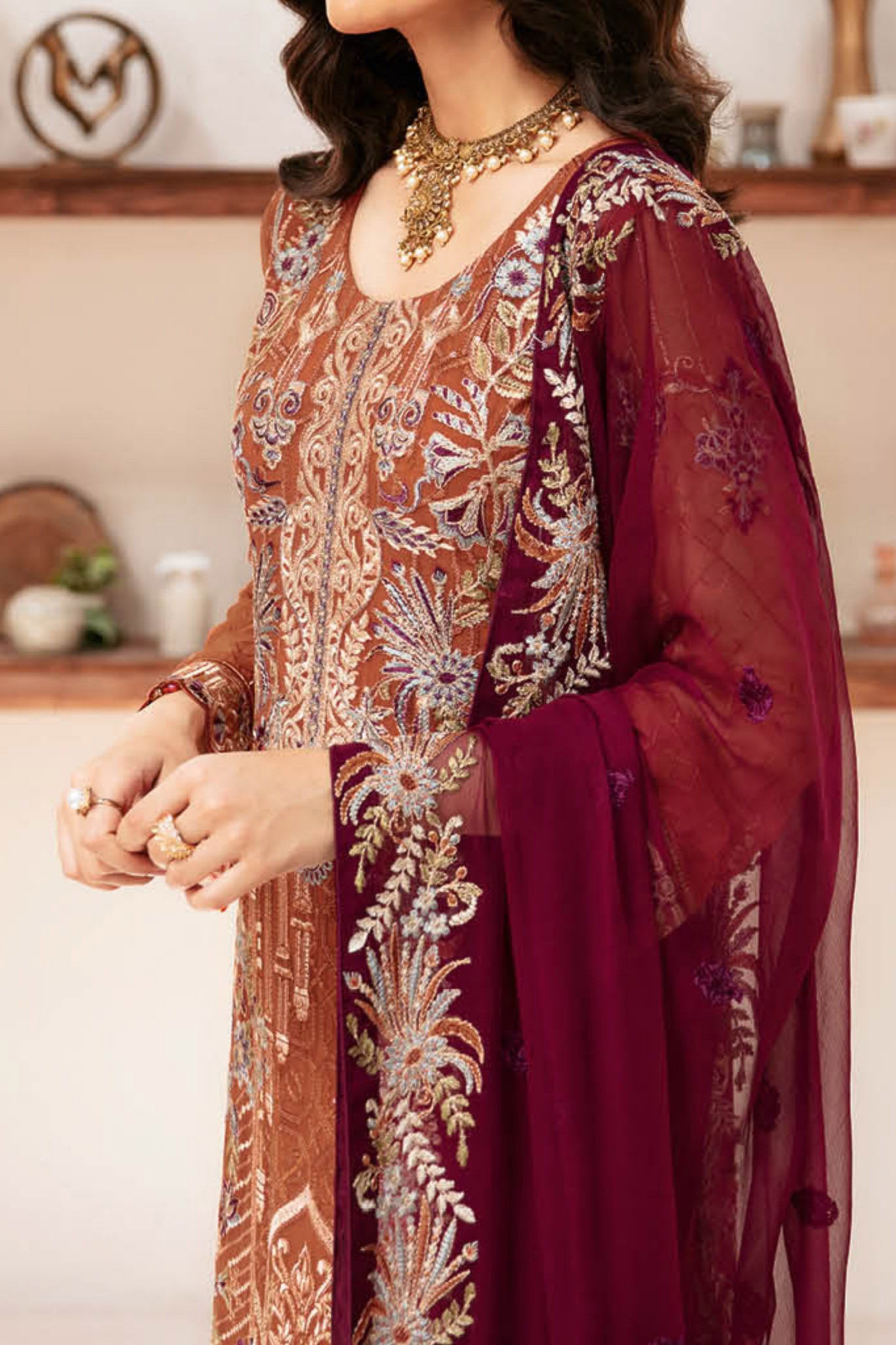 Rangoon By Ramsha Unstitched 3 Piece Luxury Emb Chiffon Vol-12 Collection'2024-D-1209