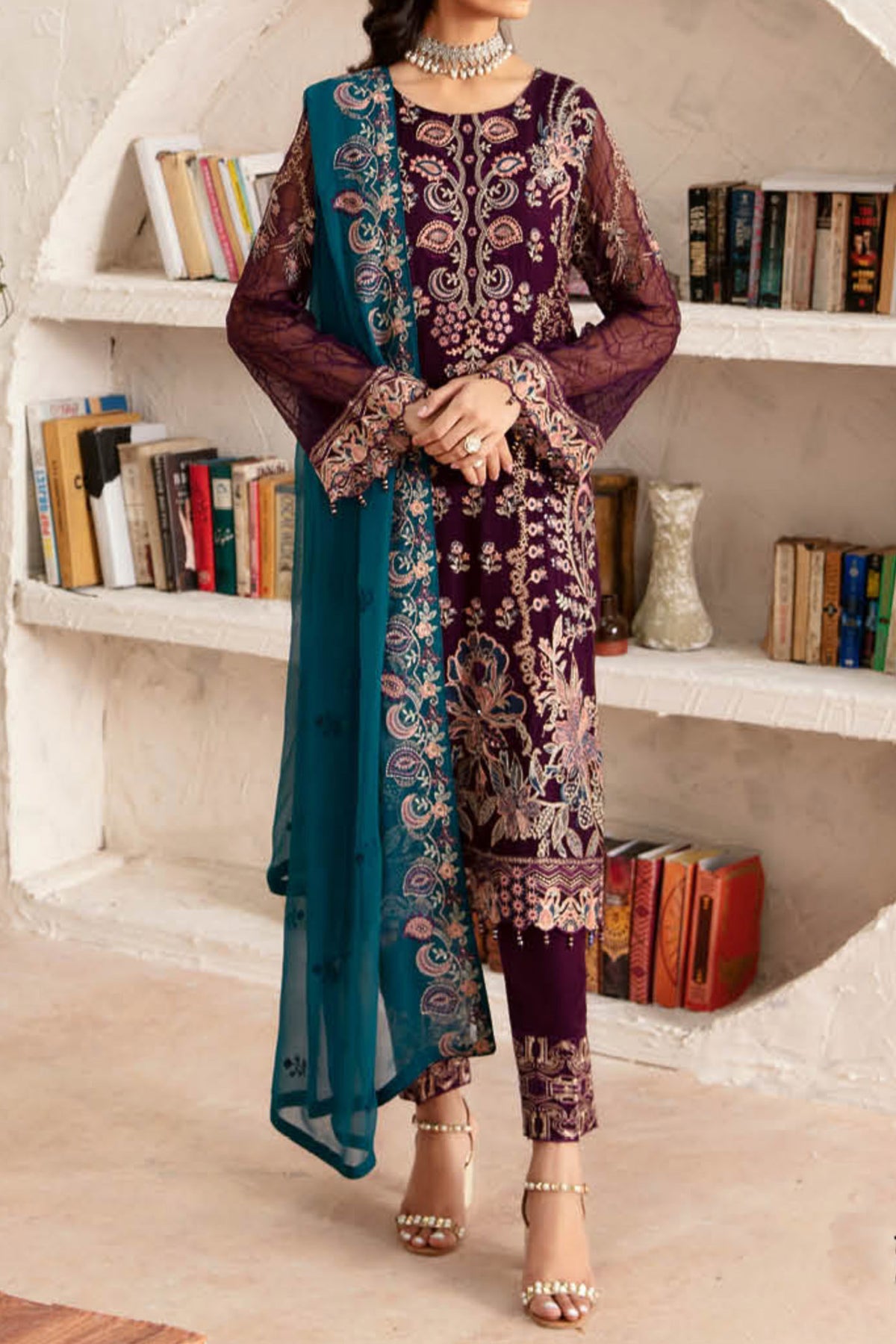 Rangoon By Ramsha Unstitched 3 Piece Luxury Emb Chiffon Vol-12 Collection'2024-D-1211