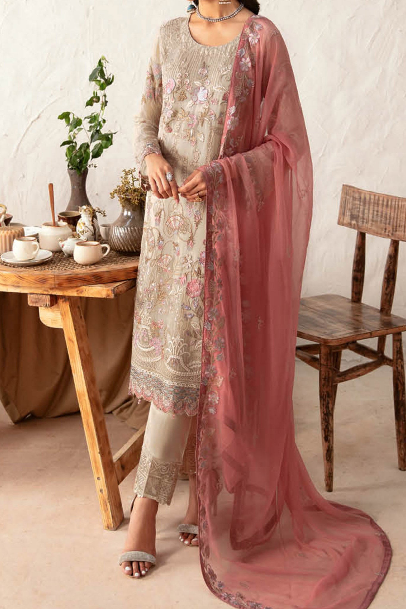 Rangoon By Ramsha Unstitched 3 Piece Luxury Emb Chiffon Vol-12 Collection'2024-D-1212