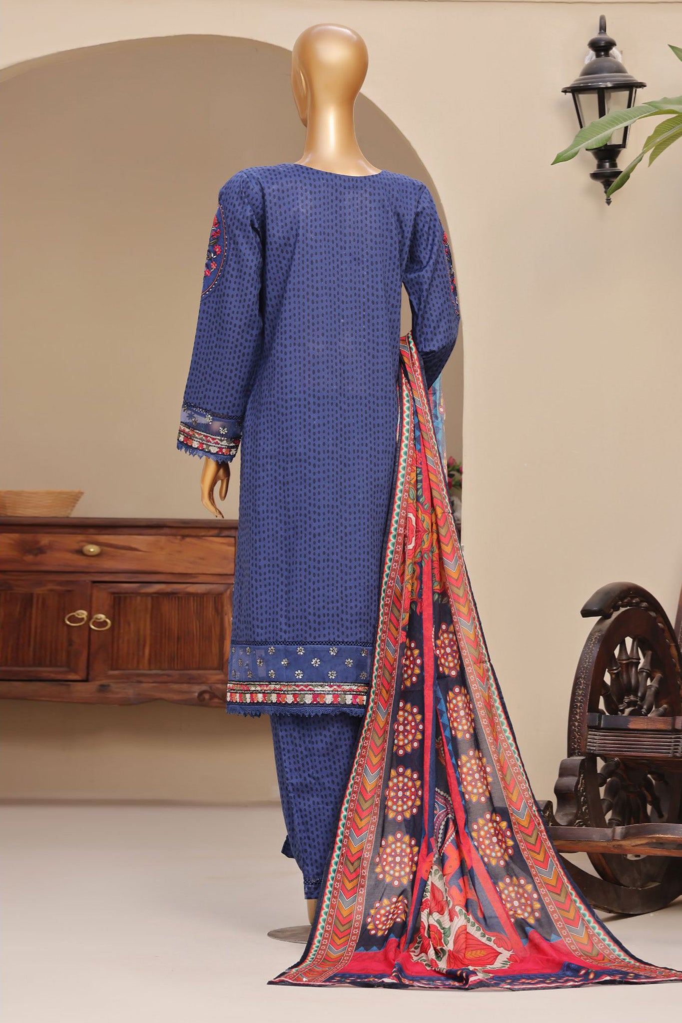 Sada Bahar Stitched 3 Piece Premium Emb & Printed Lawn Collection'2024-D-1233-Blue