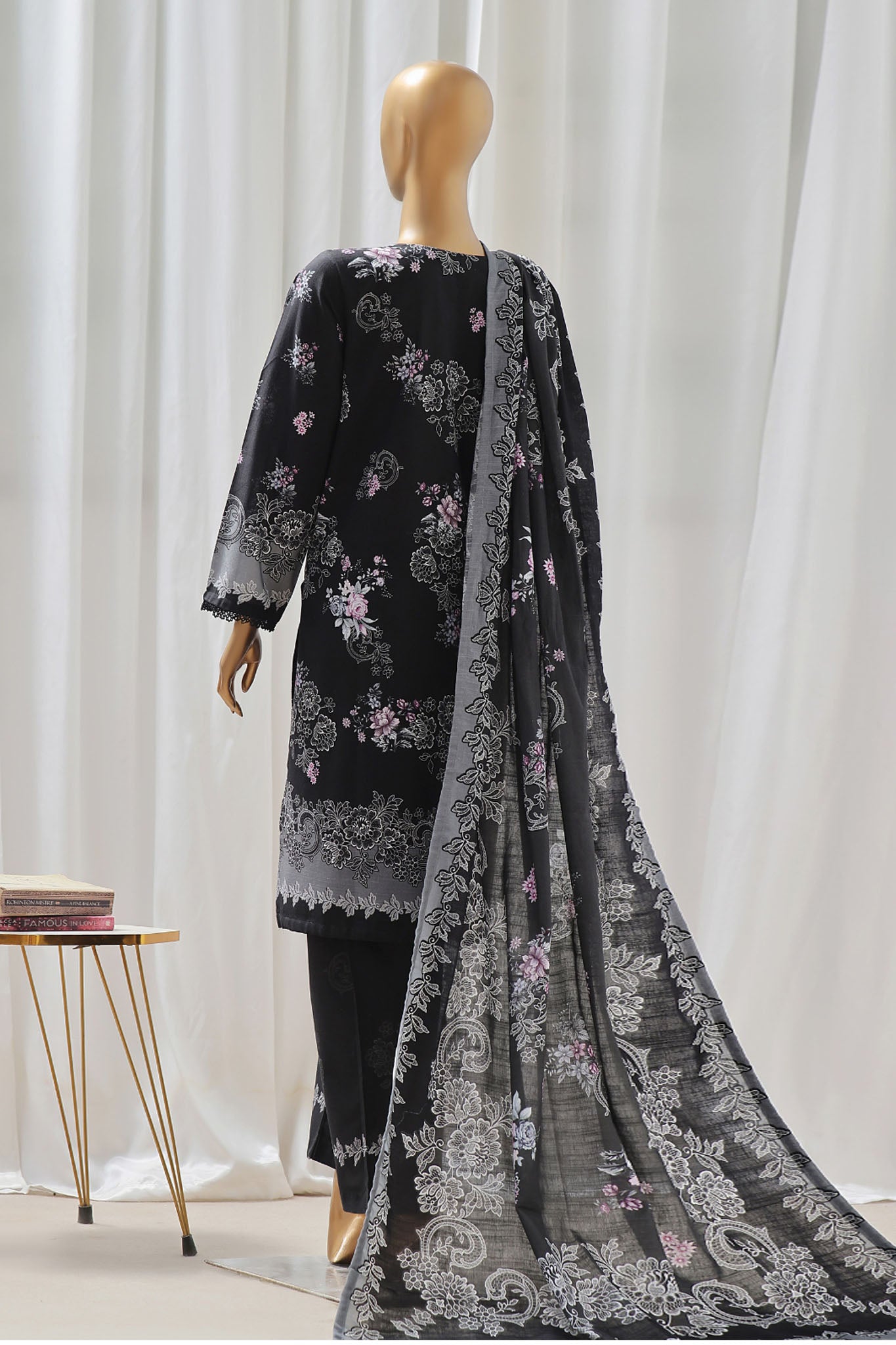 Sada Bahar Stitched 3 Piece Printed Khaddar Vol-02 Collection'2024-D-13-Black