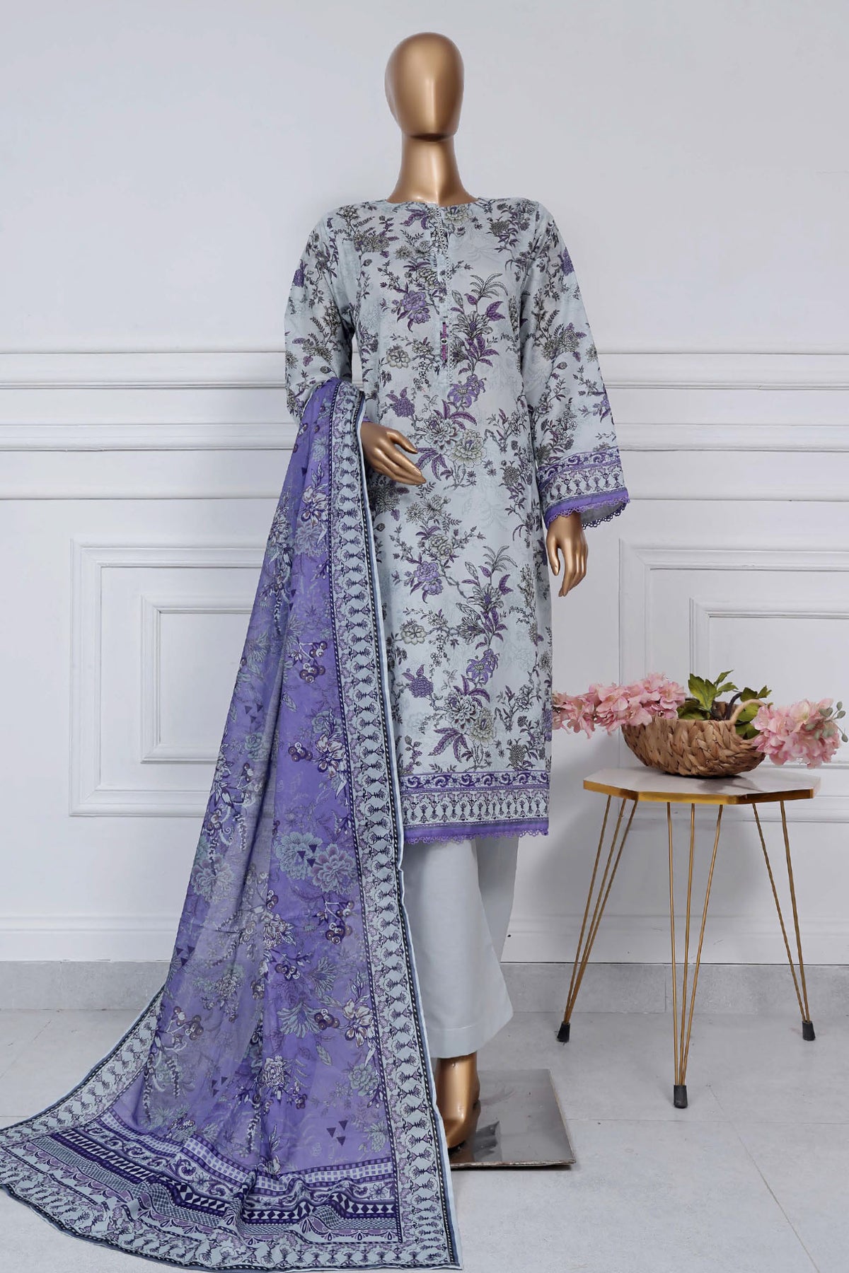 Sada Bahar Stitched 3 Piece Printed Lawn Vol-02 Collection'2025-D-13-Grey