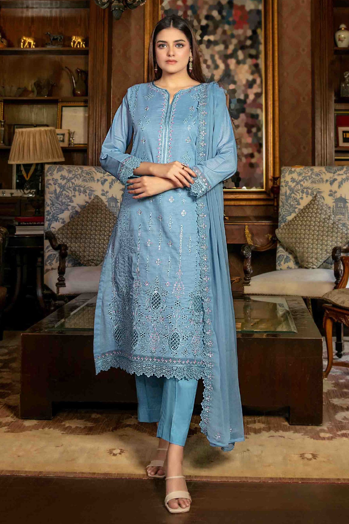 Mahveen By Tawakkal Unstitched 3 Piece Emb Lawn Premium Eid Collection-D-1436