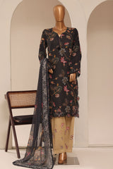 Raya By Sada Bahar Stitched 3 Piece Festive Emb Lawn Suit-D-1547-BLACK