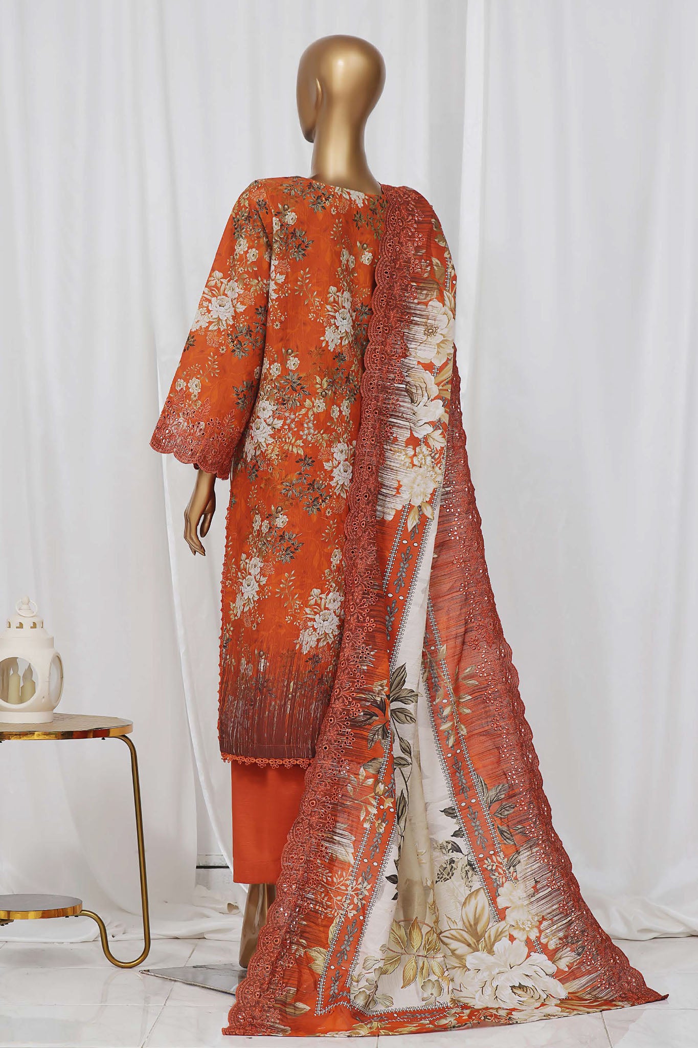 Sada Bahar Stitched 3 Piece Laser Cutwork Chinkankari Vol-01 Collection'2024-D-19-Orange