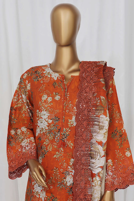 Sada Bahar Stitched 3 Piece Laser Cutwork Chikankari Vol-01 Collection'2024-D-19-Orange