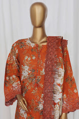 Sada Bahar Stitched 3 Piece Laser Cutwork Chinkankari Vol-01 Collection'2024-D-19-Orange