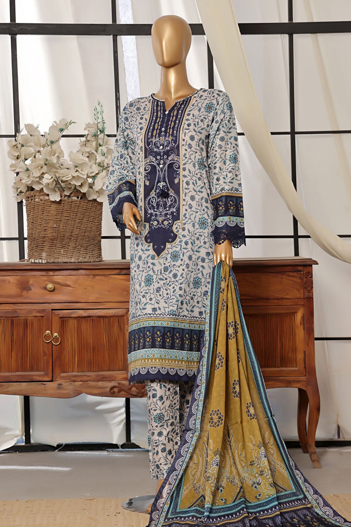 Sada Bahar Stitched 3 Piece Printed Lawn Vol-07 Collection'2024-D-2498-White