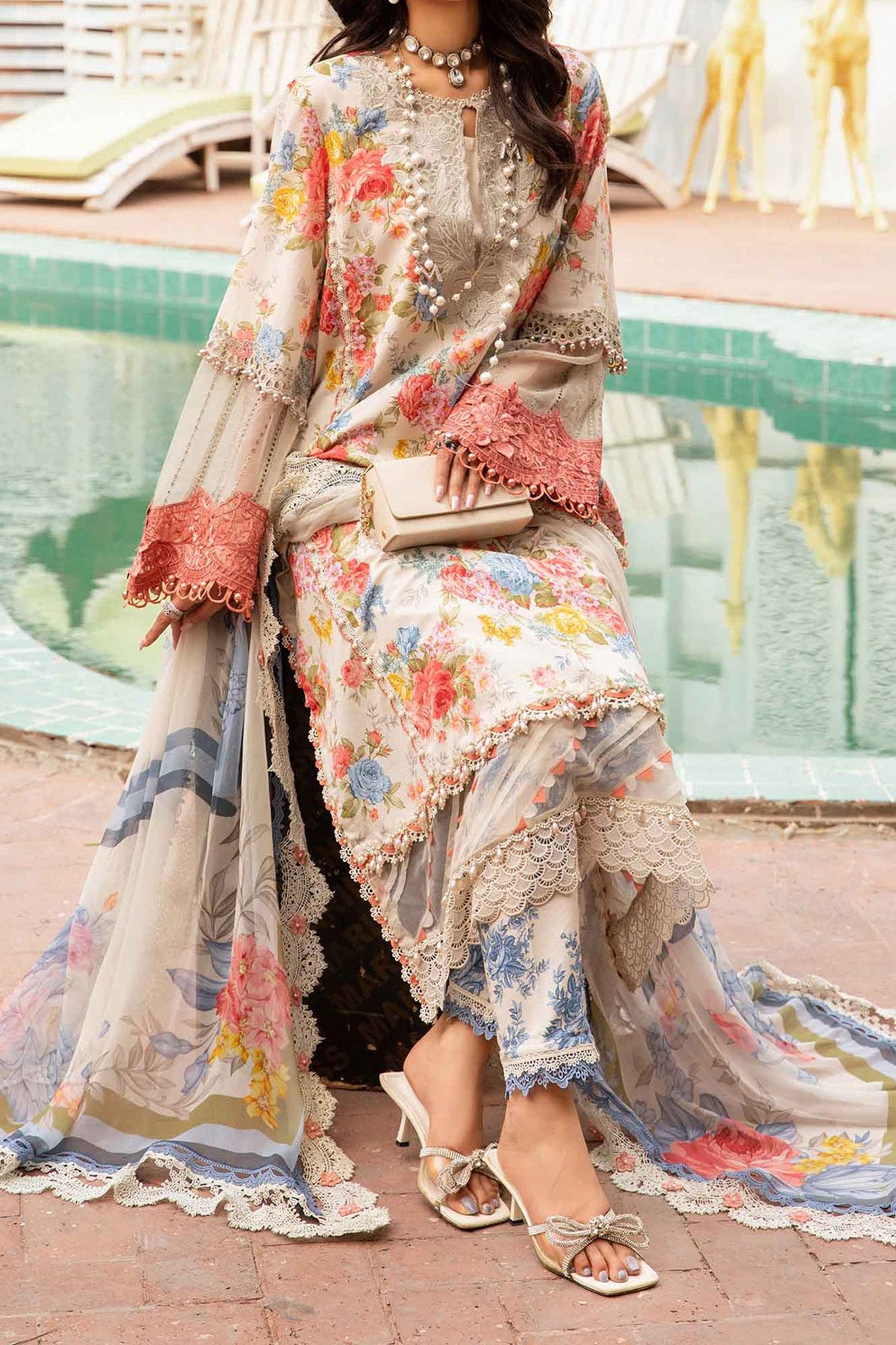 M Prints By Maria B Unstitched 3 Piece Luxury Emb Lawn Eid 2 Edit Collection'2024-MPT-2204-A