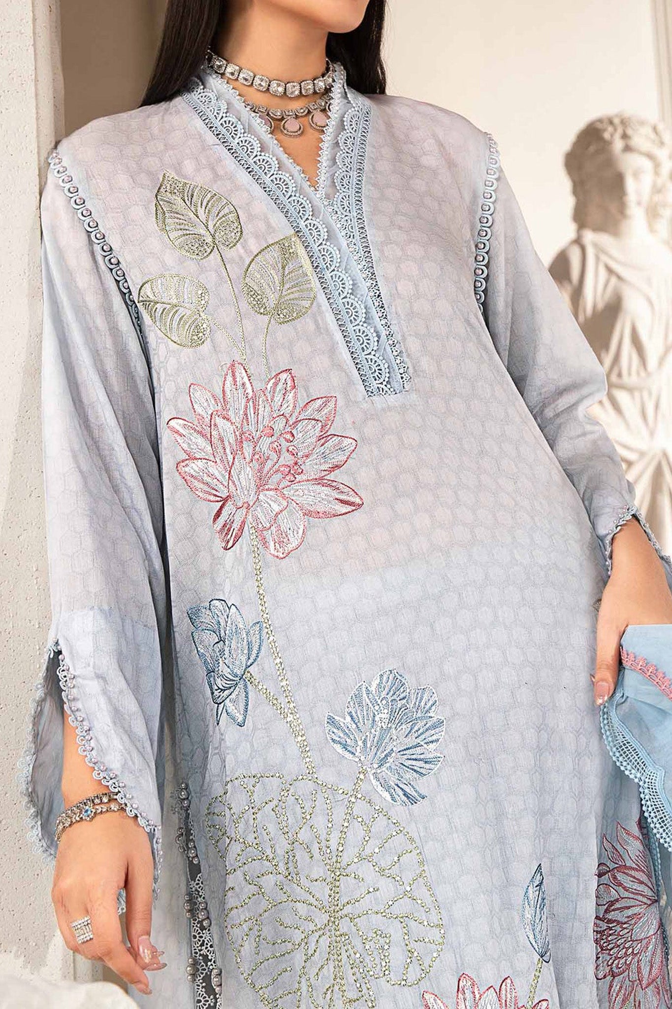 M Prints By Maria B Unstitched 3 Piece Luxury Emb Lawn Eid 2 Edit Collection'2024-MPT-2201-B