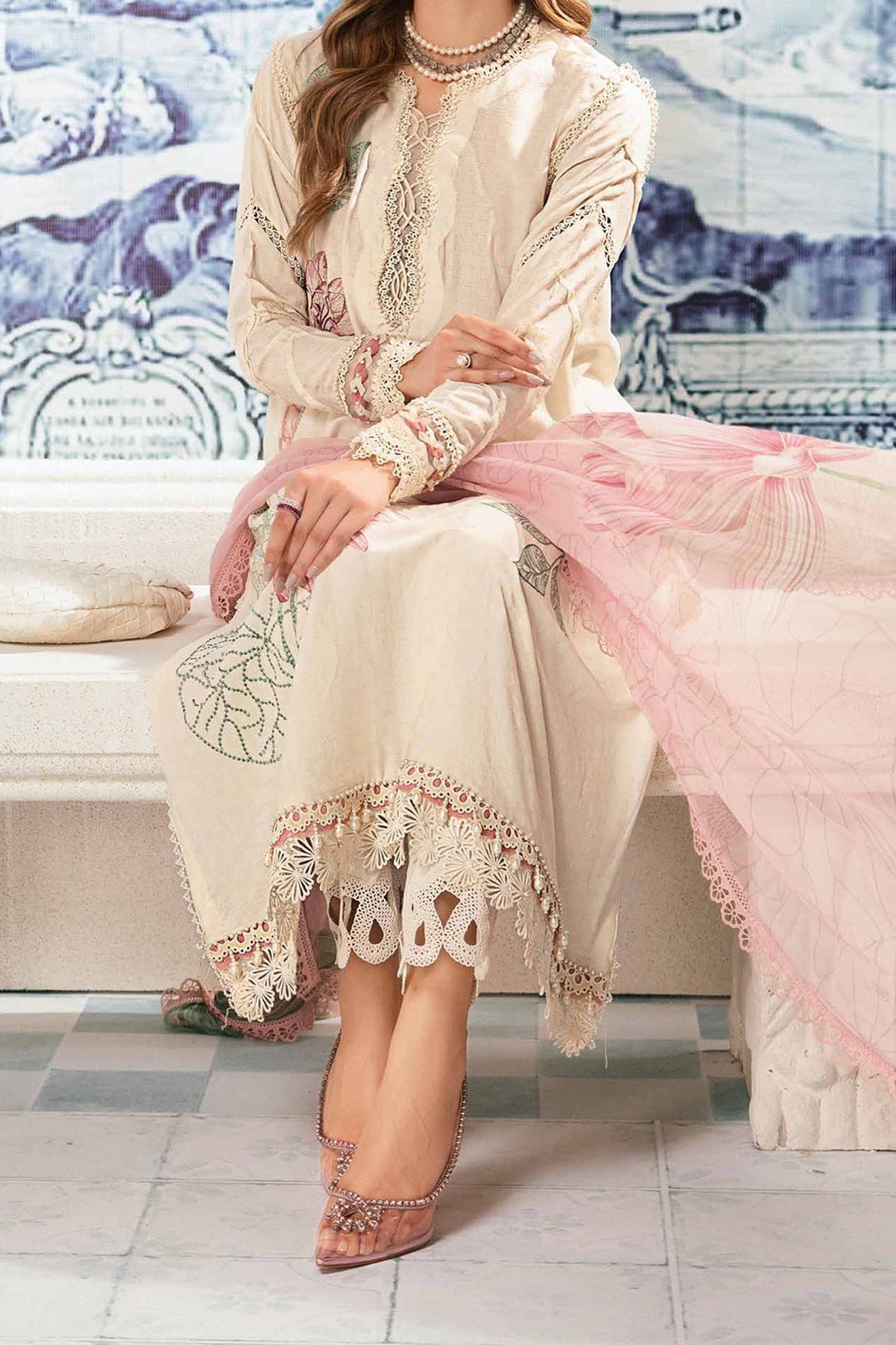 M Prints By Maria B Unstitched 3 Piece Luxury Emb Lawn Eid 2 Edit Collection'2024-MPT-2201-A