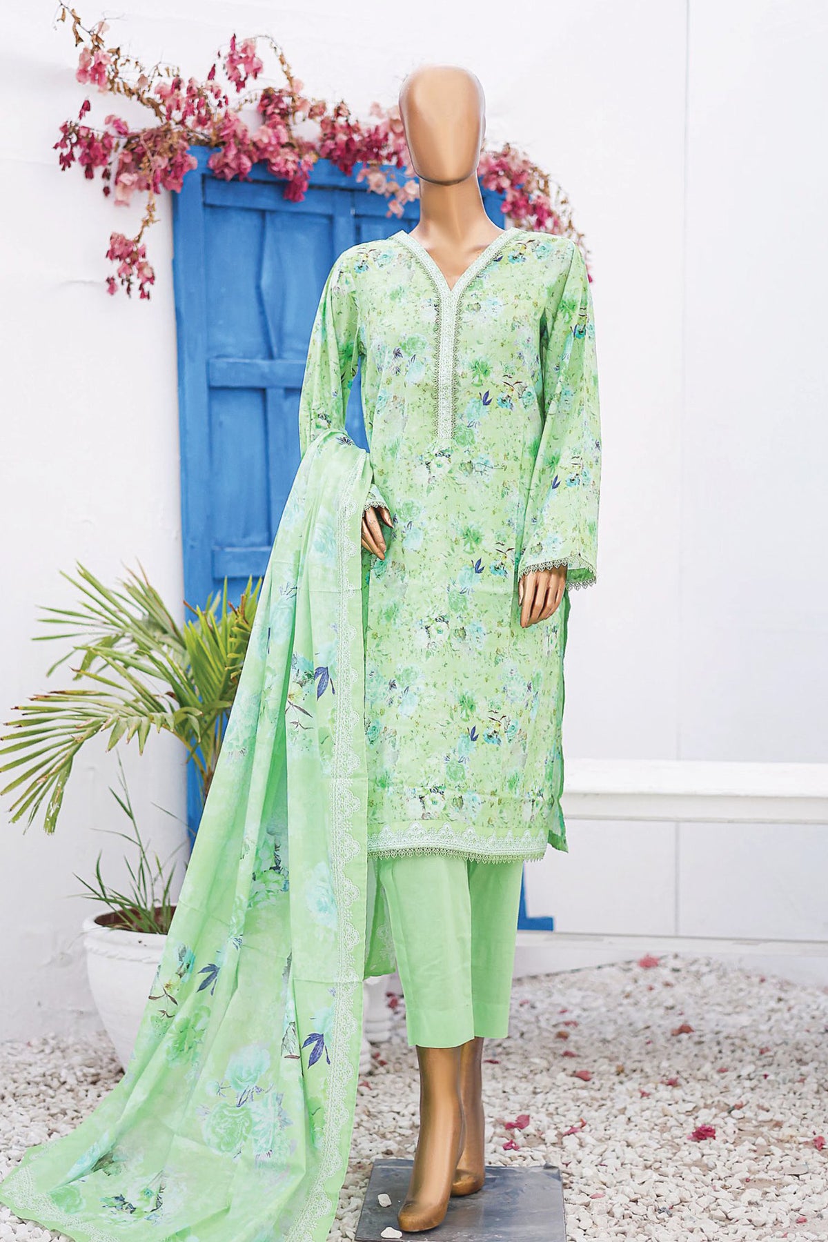 Bin Saeed Stitched 3 Piece Printed Lawn Vol-07 Collection'2024-SM-725-Mint