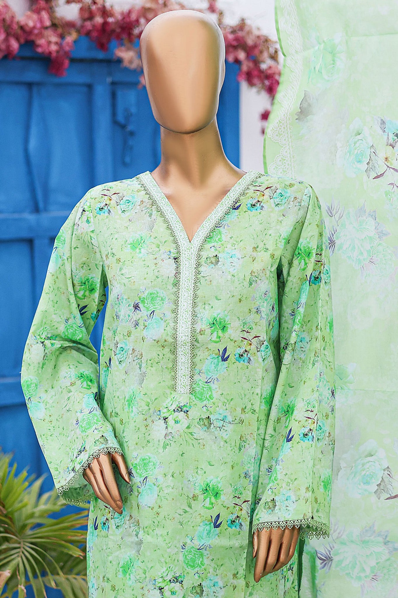 Bin Saeed Stitched 3 Piece Printed Lawn Vol-07 Collection'2024-SM-725-Mint