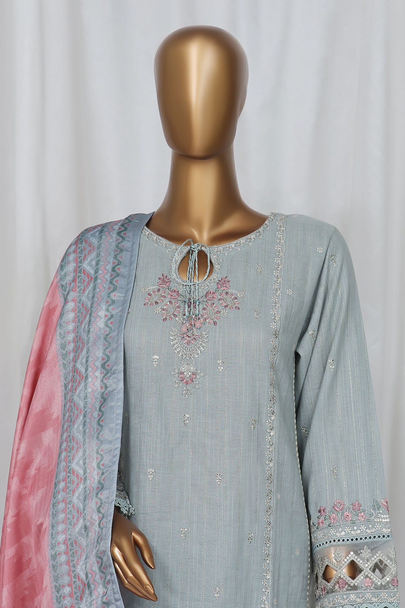 Sada Bahar Stitched 3 Piece Luxury Emb Khaddar Vol-02 Collection'2024-D-22-Sky Blue