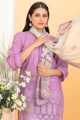 Dinara By Tawakkal Unstitched 3 Piece Emb Schiffli Lawn Suit-D-2285