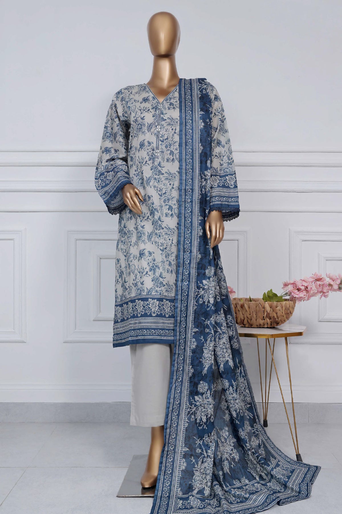 Sada Bahar Stitched 3 Piece Printed Lawn Vol-02 Collection'2025-D-9493-Off White