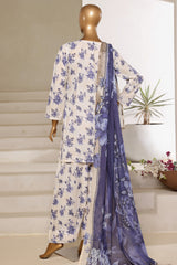 Sada Bahar Stitched 3 Piece Printed Lawn With Farshi Shalwar Suit-D-231-White