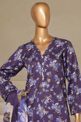 Sada Bahar Stitched 3 Piece Printed Lawn With Farshi Shalwar Suit-D-235-Purple