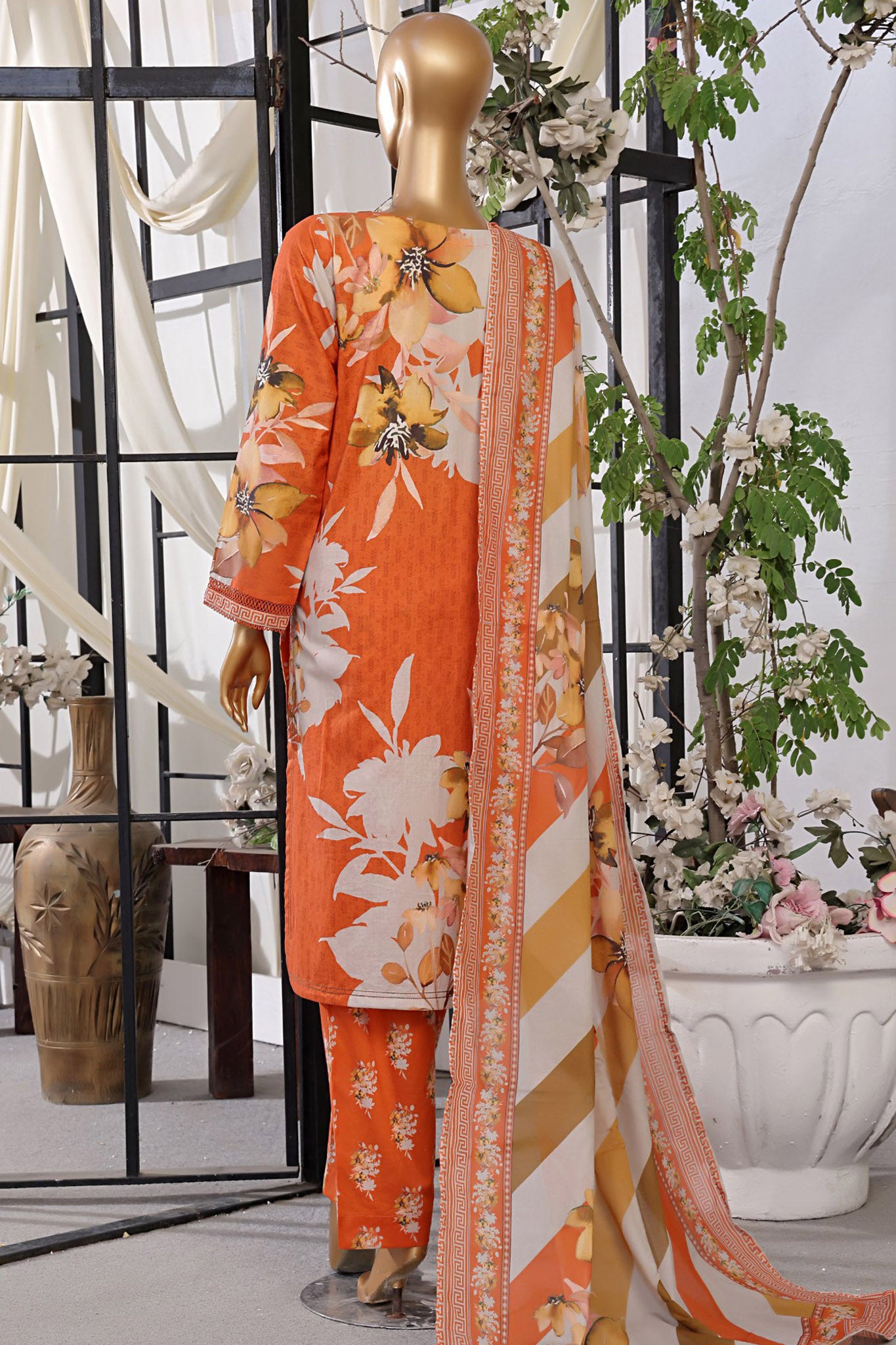 Sada Bahar Stitched 3 Piece Printed Lawn Vol-06 Collection'2024-D-2522-Orange