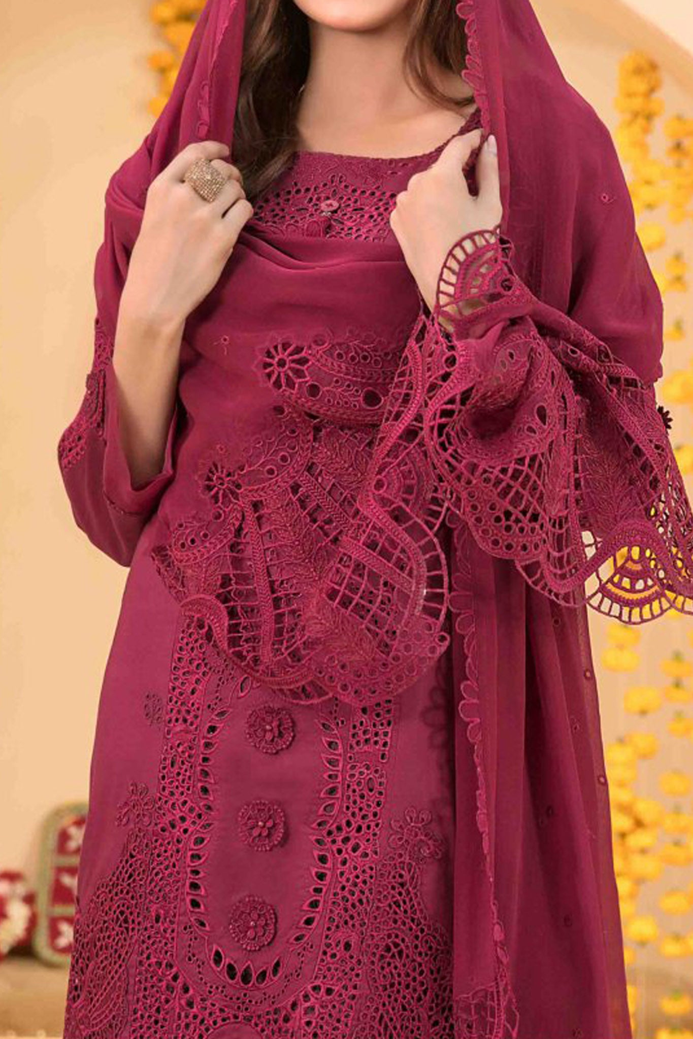 Zala By Tawakkal Unstitched 3 Piece Fancy Emb Lawn Collection'2024-D-2584
