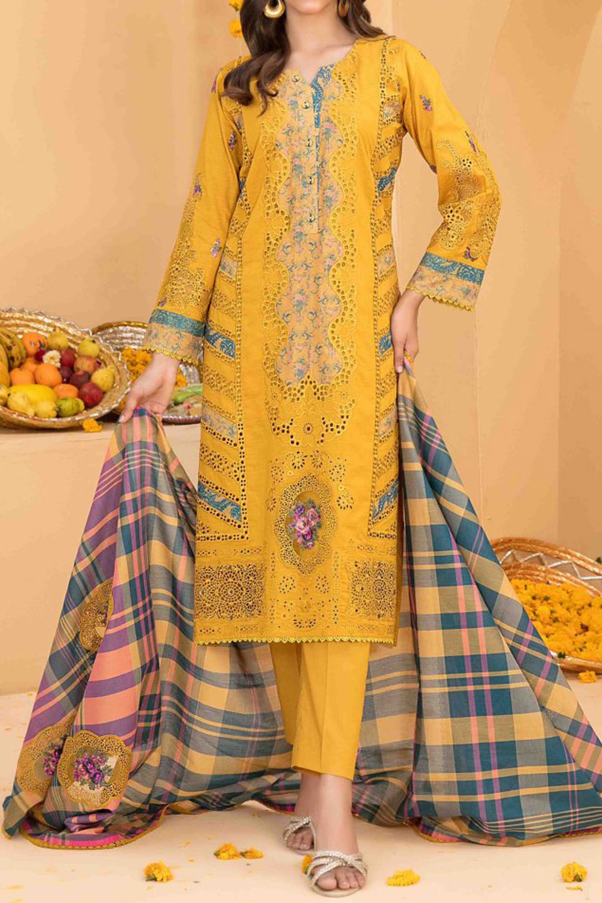 Zala By Tawakkal Unstitched 3 Piece Fancy Emb Lawn Collection'2024-D-2585