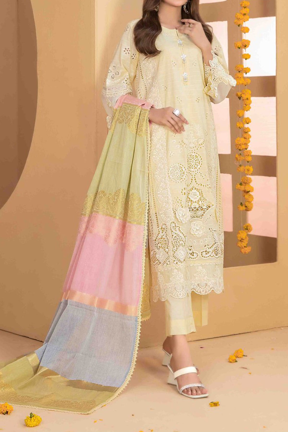 Zala By Tawakkal Unstitched 3 Piece Fancy Emb Lawn Collection'2024-D-2587