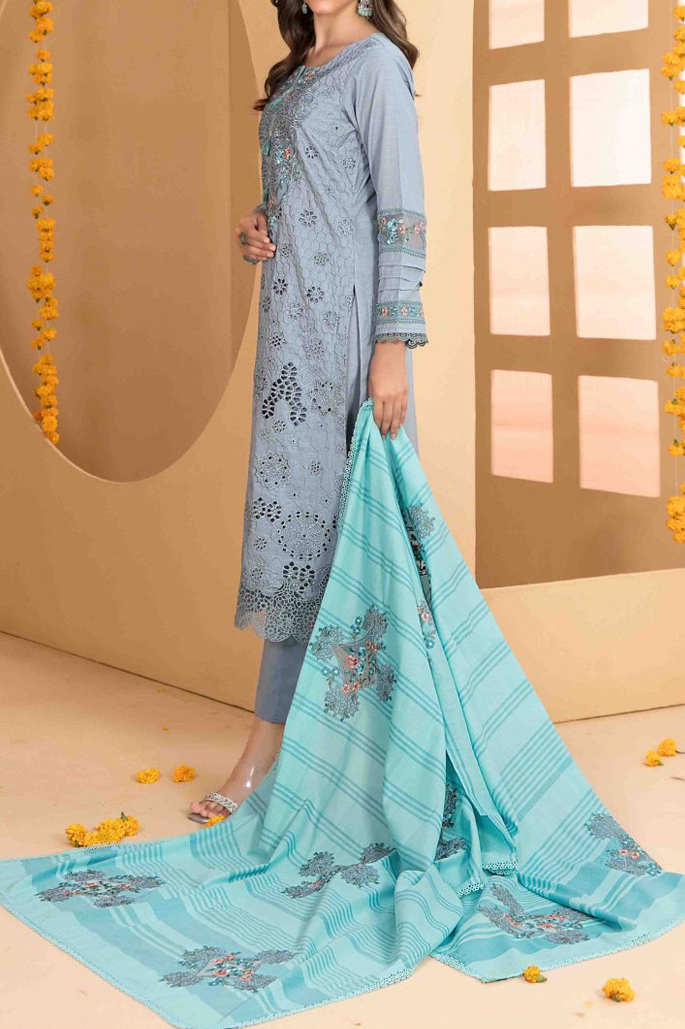 Zala By Tawakkal Unstitched 3 Piece Fancy Emb Lawn Collection'2024-D-2590